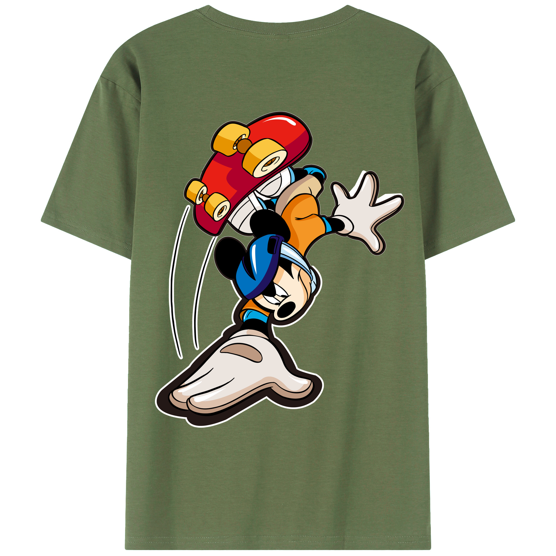 ミッキーマウス Mickey Mouse 綿100％ メンズ半袖Tシャツ（バックプリント） 通気性